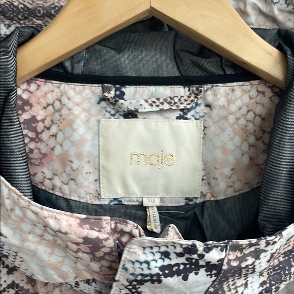 MAJE NWT Snake Print Hooded Rain Coat - Picture 3 of 12
